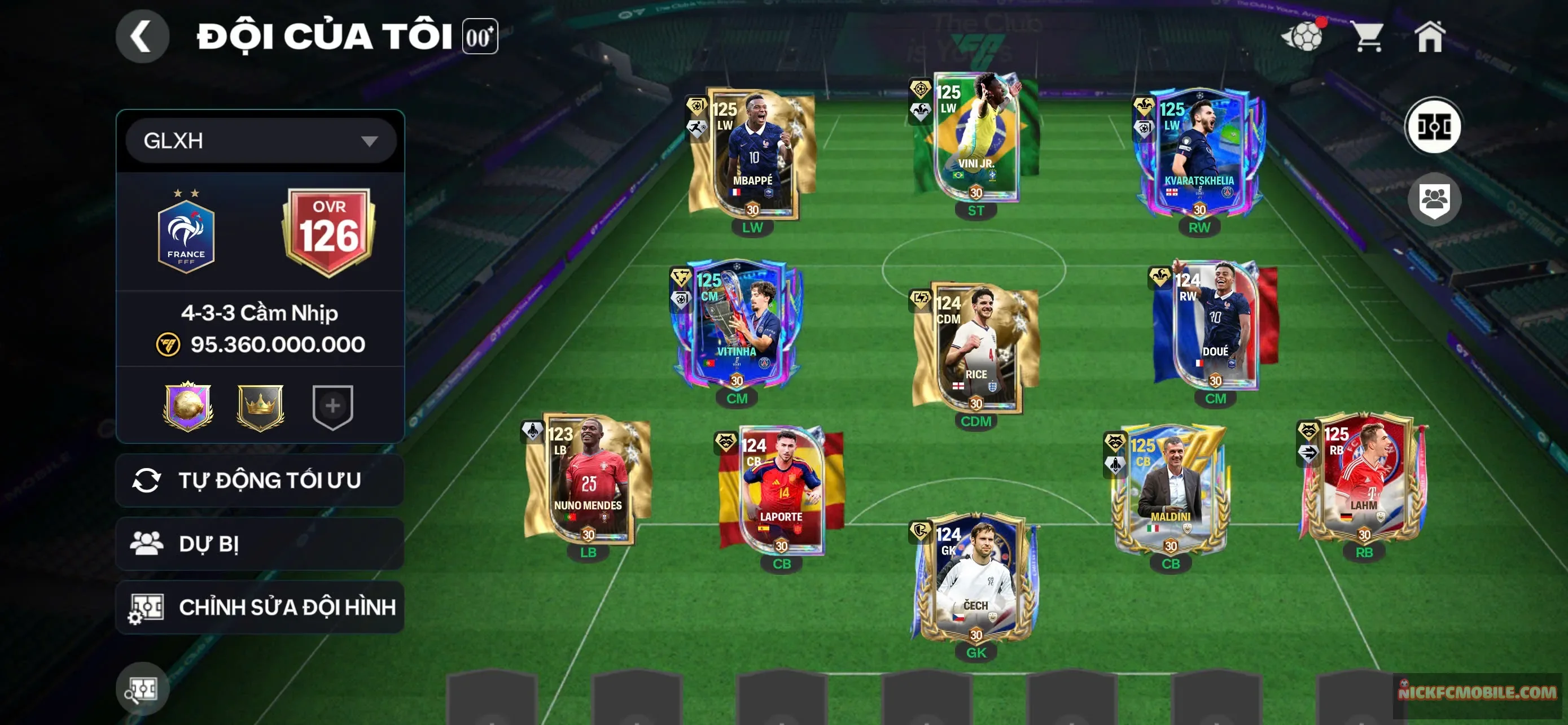 LL : ĐH 95B OVR 126 6 CON 120 GARENA TTT