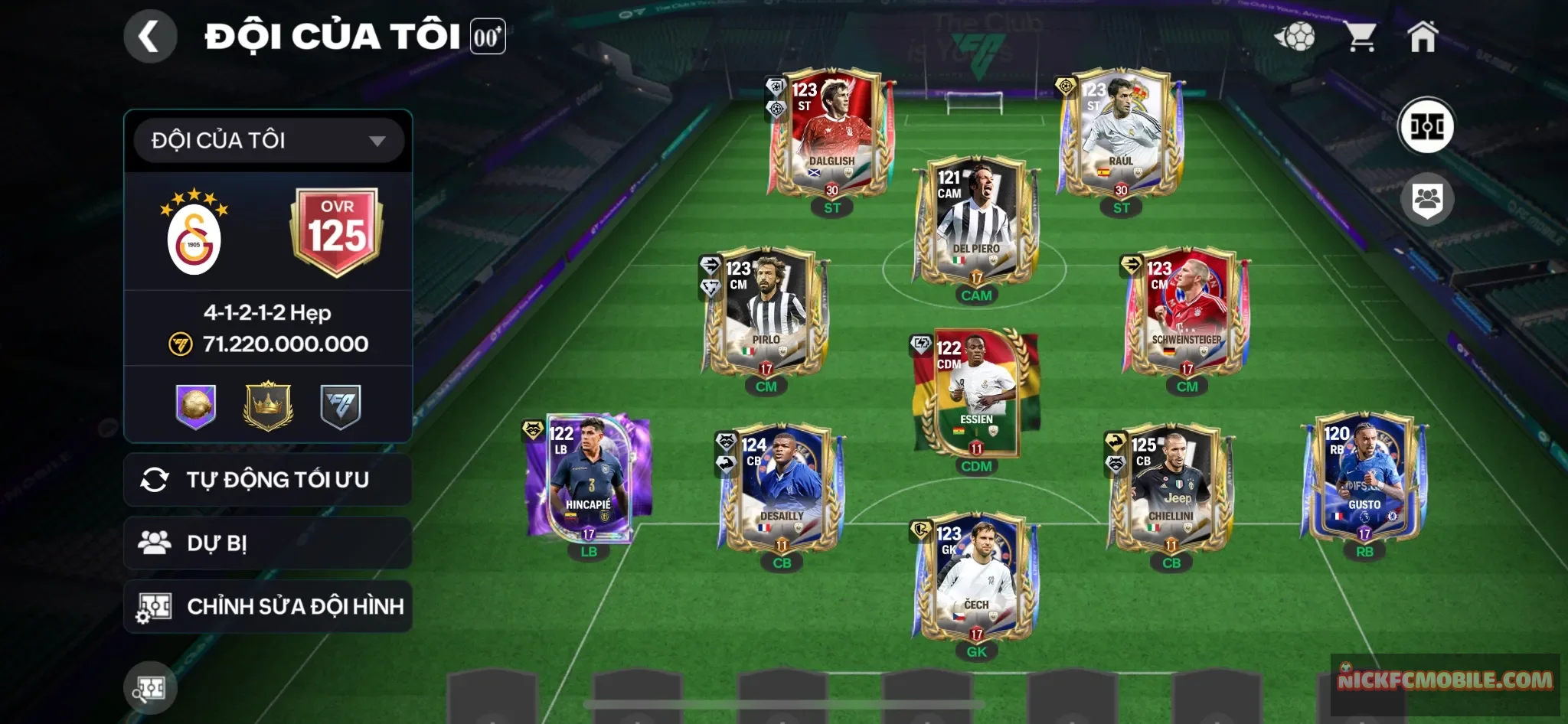 Ovr125 - Chellini 125 + 7 cầu thủ 119 + 7k gem + 1k mảnh siêu sao