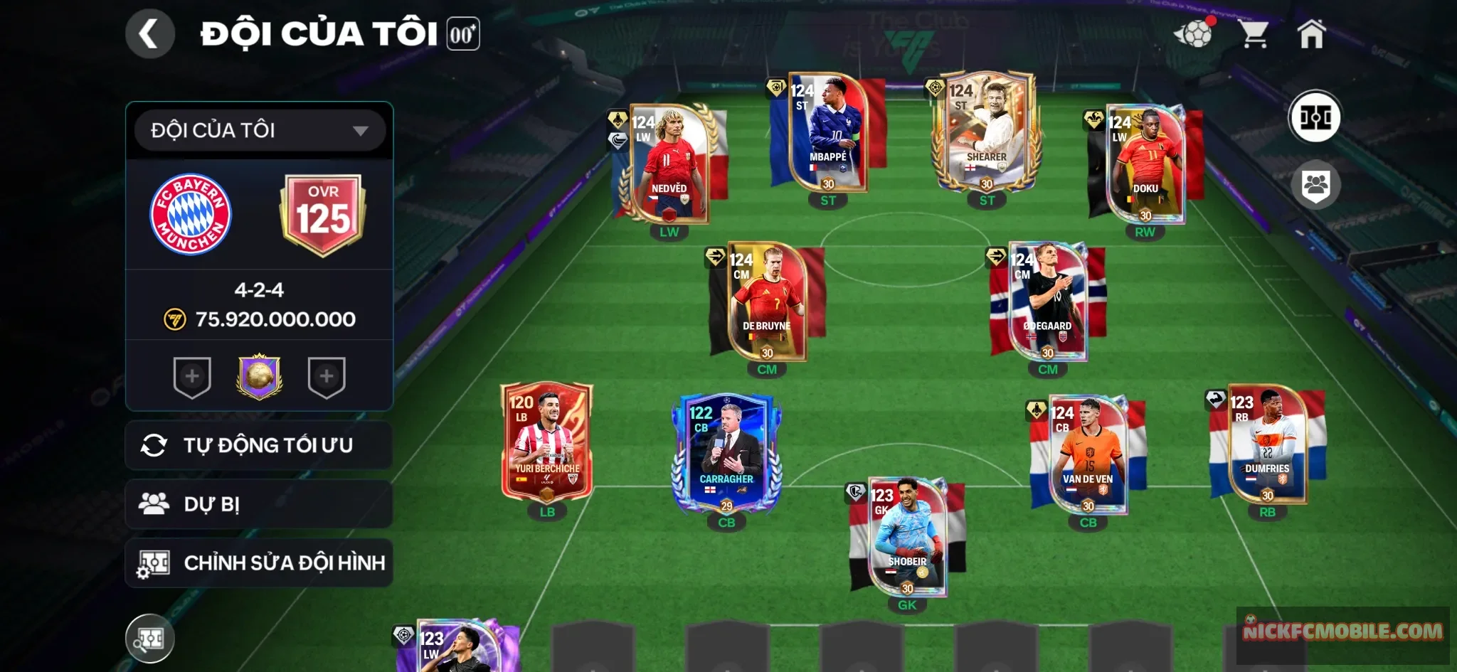 Ovr 125 Nedved120+6cthu 119 , Đội hình nâng max , dư 800m coin ,3 rank chưa đá