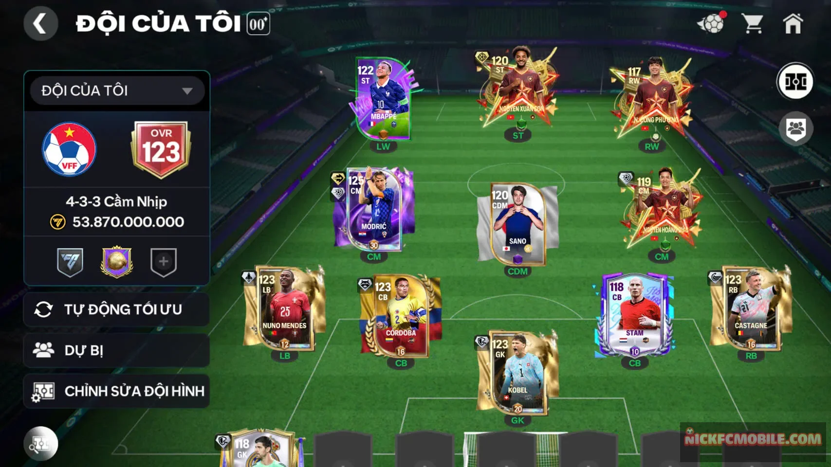 Ms237 Acc ovr123 có modric120 kèm 1cthu119 6cthu118
