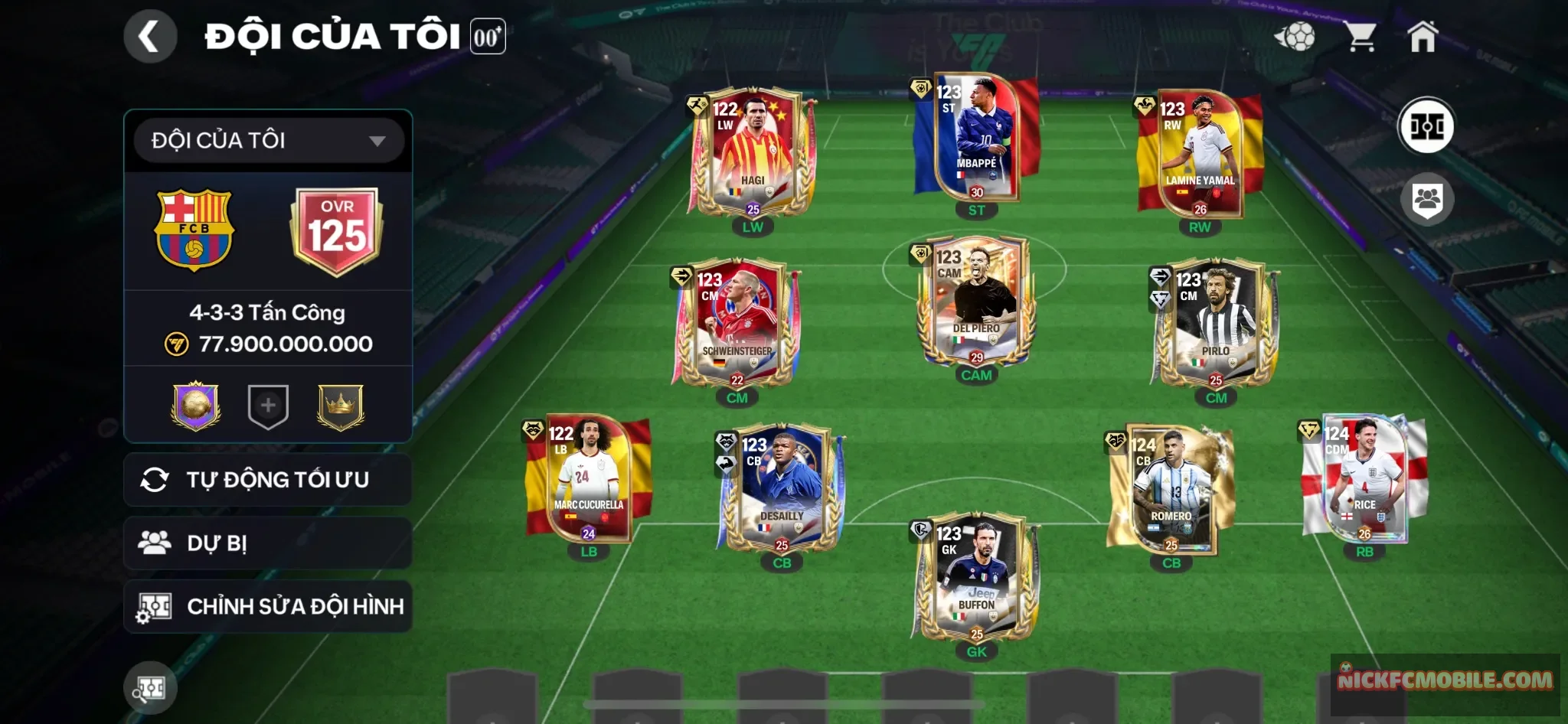 Ovr125 - 10 cầu thủ 119 + dư 5k8 mảnh trao đổi