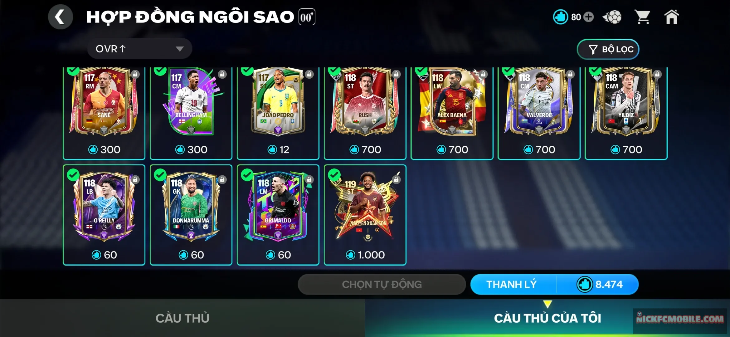 Reg 8k4 mảnh nhiều cầu thủ cho ae buill đội hình rank và nv 20k gem còn zin cho anh em cày chay