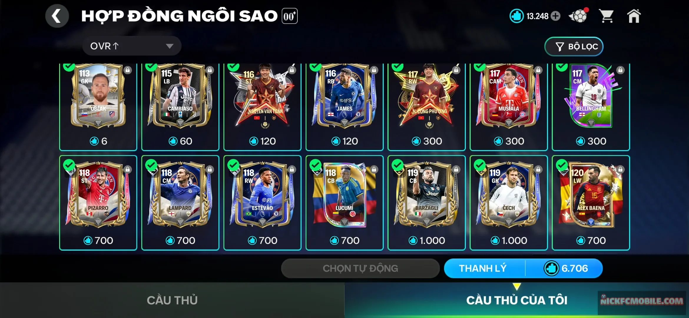 13k2 mảnh 6k1 hhth 11k gem và nhiều cầu thủ 118 119 cho anh em muốn xây dựng đội hình hoặc đổi cầu thù mình thích chưa nạp đầu