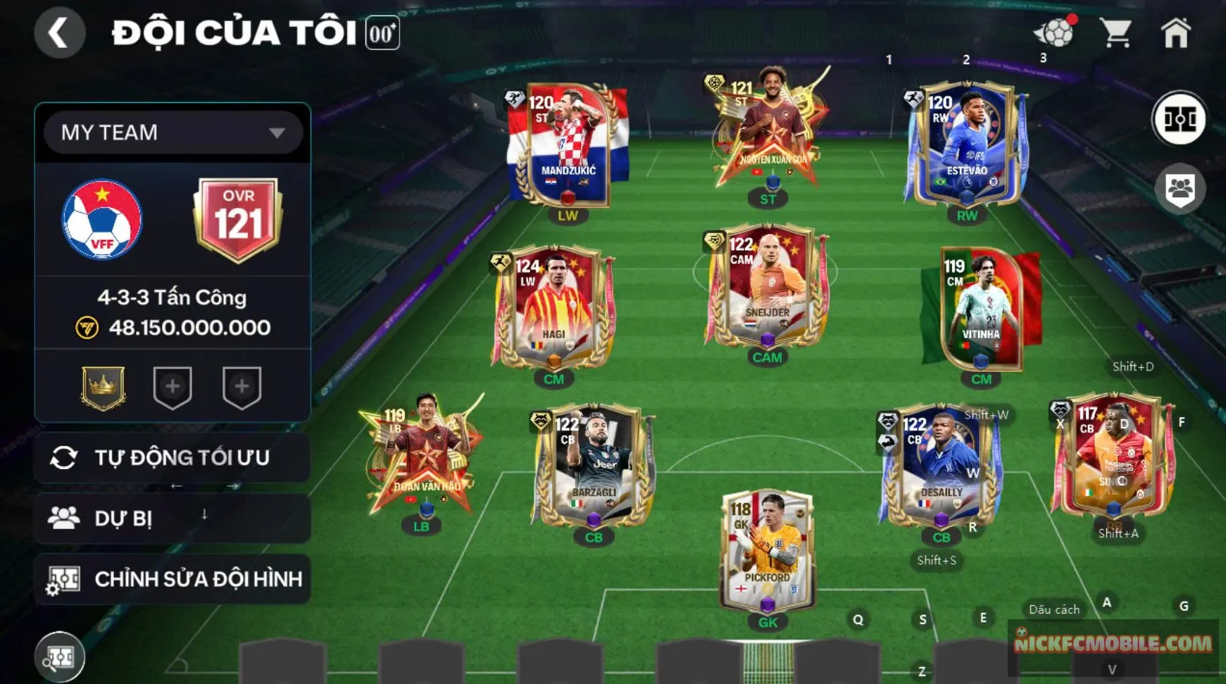Acc ovr 121 5 cầu thủ 119 kèm 3 cthu 118 dư 3600 mảnh trao đổi...