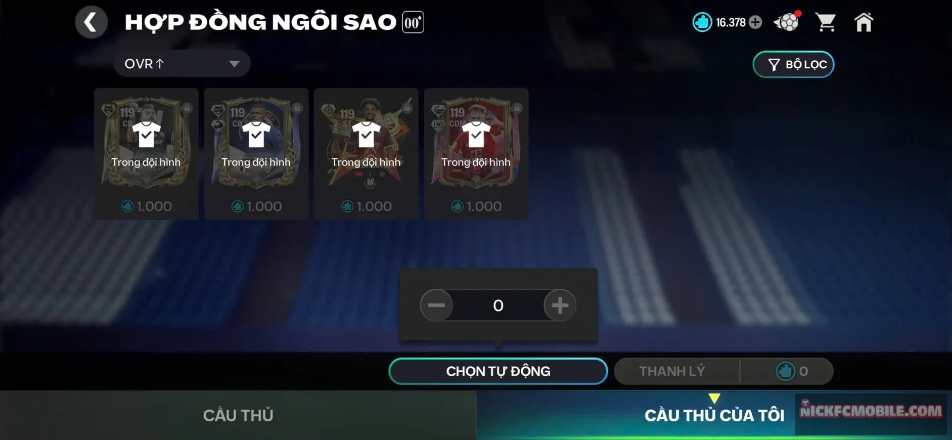 Acc có 16k mảnh và 4 cầu thủ 119