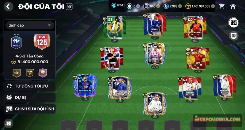 Ovr 125, 8K mảnh, 7K9 hhth, 1ty4 coin