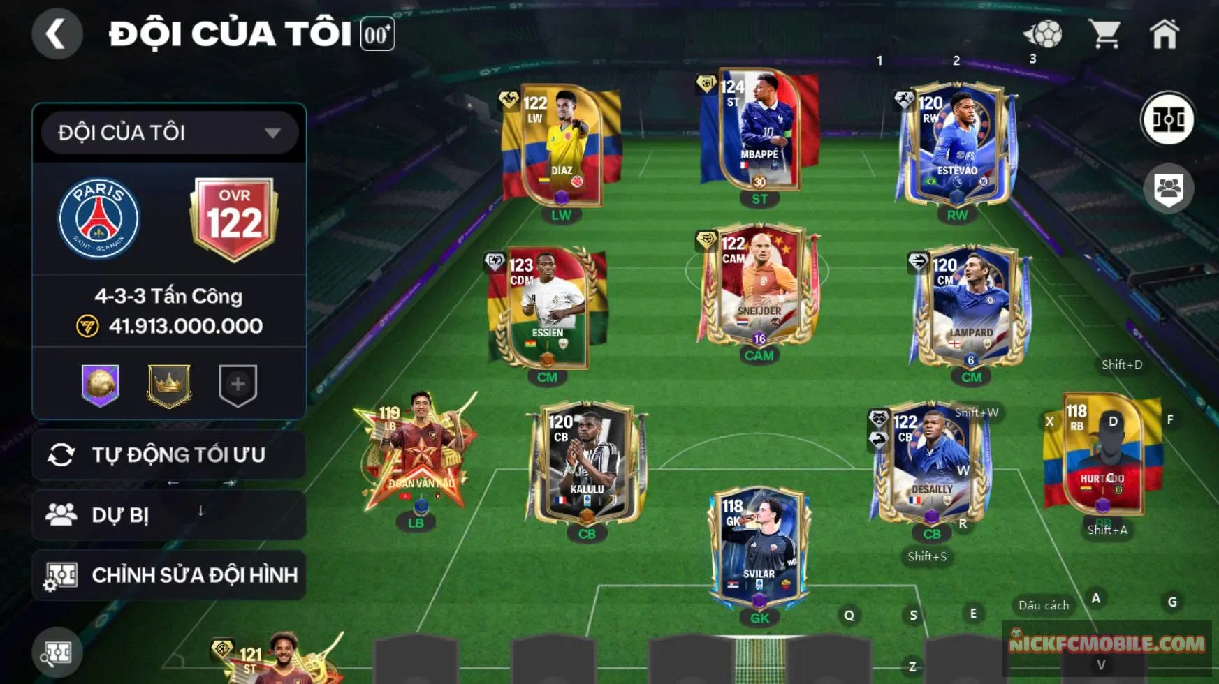 Acc ovr 122 5 cthu 119(m3p, diaz, snider, desali, son...), dư 3800 mảnh trao đổi....