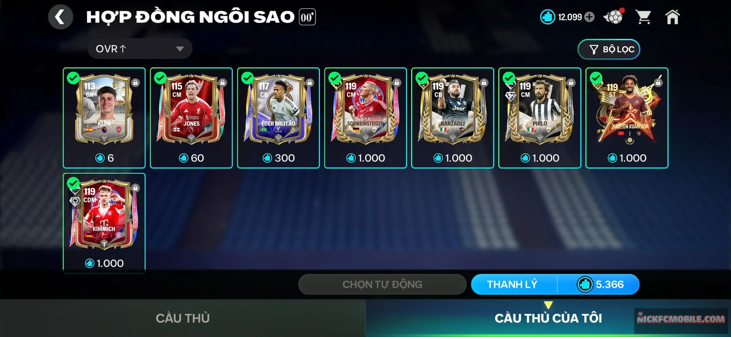 12k mảnh và nhiều cầu thủ 119 cho anh buill đội hình có 7k6 hhth và 8k gem rank vẫn chưa đá