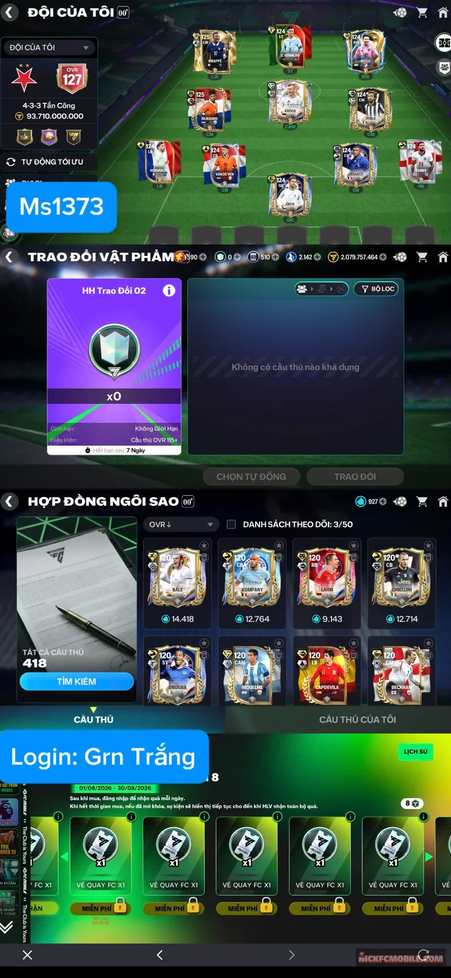 Acc đẹp ovr cao