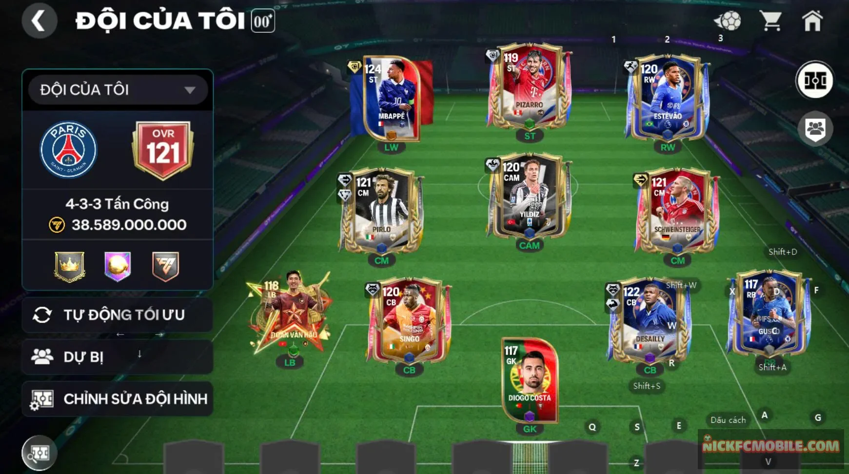 Acc ovr 121 4 cthu 119 hot (m3p, pirlo, desali,...) dư 3000 mảnh trao đổi, còn nguyên rank.....