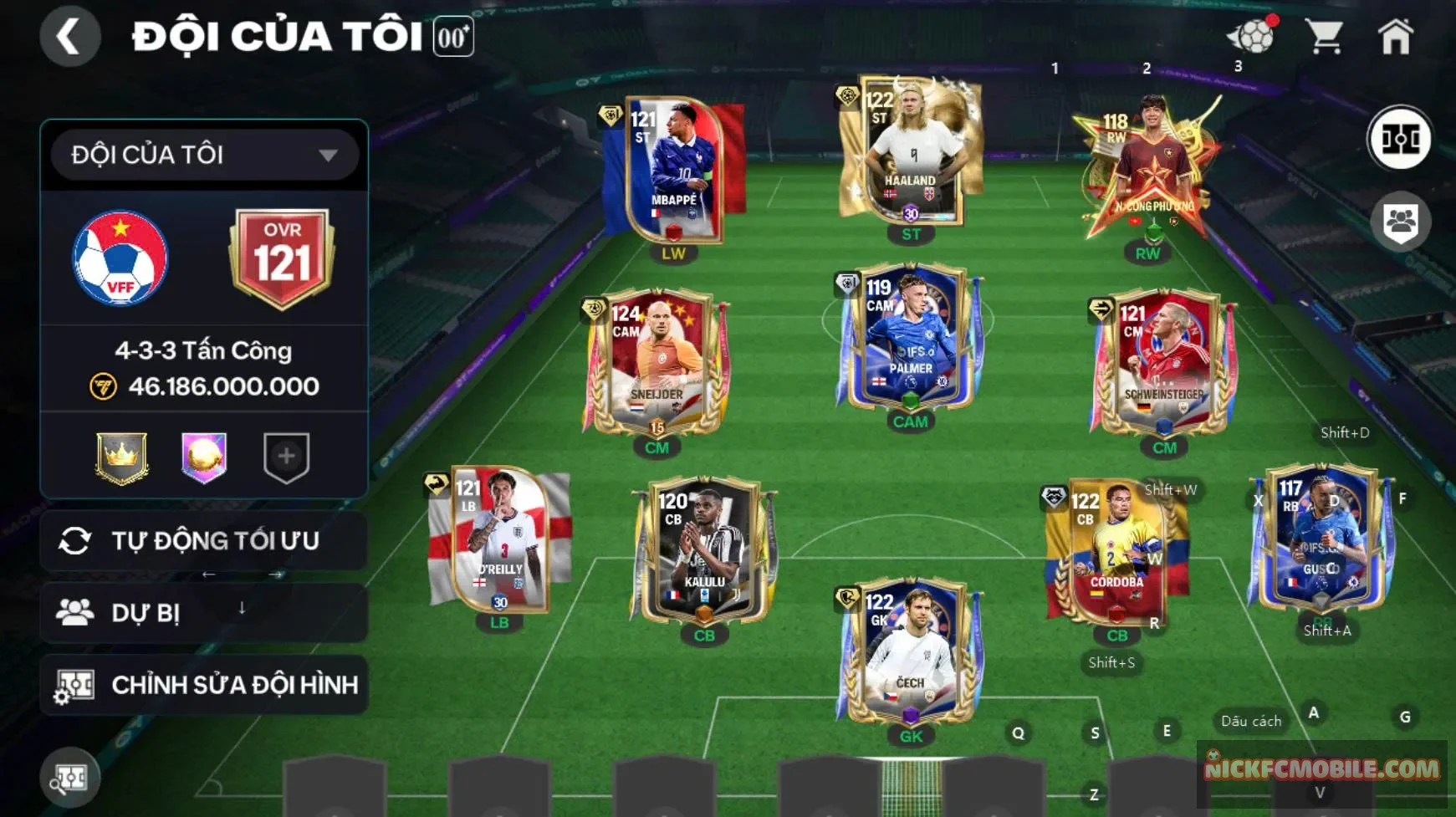 Acc ovr 121 6 cầu thủ 119 hot ( m3p, halan, cech, snider,...), dư hơn gần 2000 mảnh trao đổi....