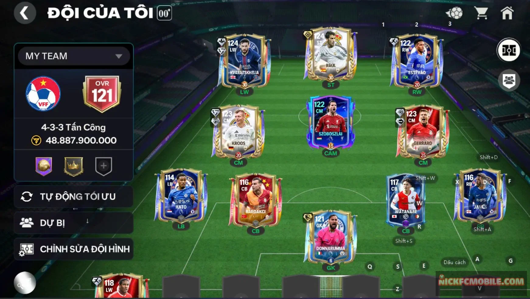 Acc ovr 121 5 cthu 119 hot ( kavas, raul, doranuma,...), kèm nhiều cầu thủ khác....