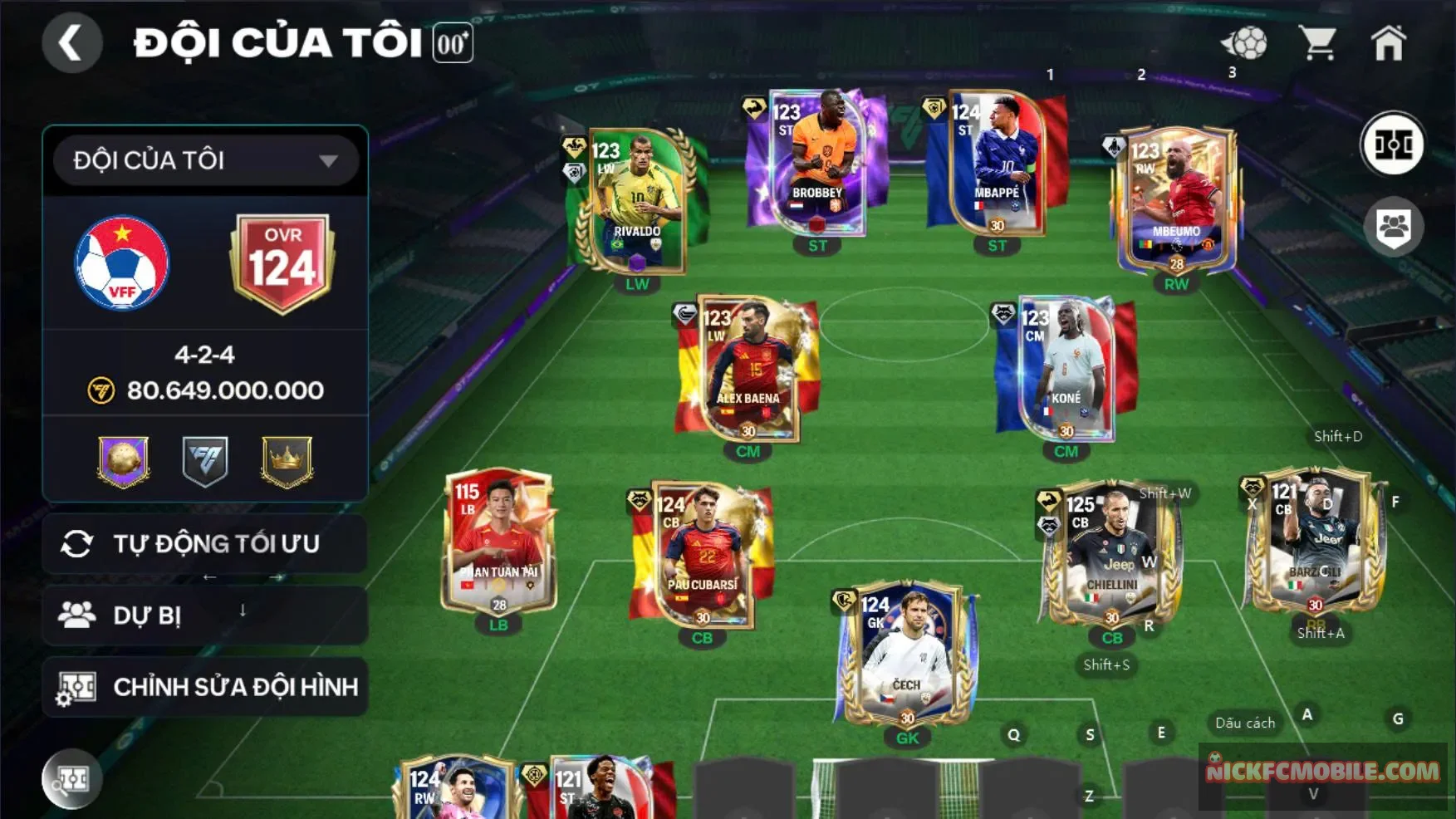 Acc ovr 124 2 cầu thủ 120 rivaldo, chelini, kèm nhiều cầu thủ 119, khung đẹp,....