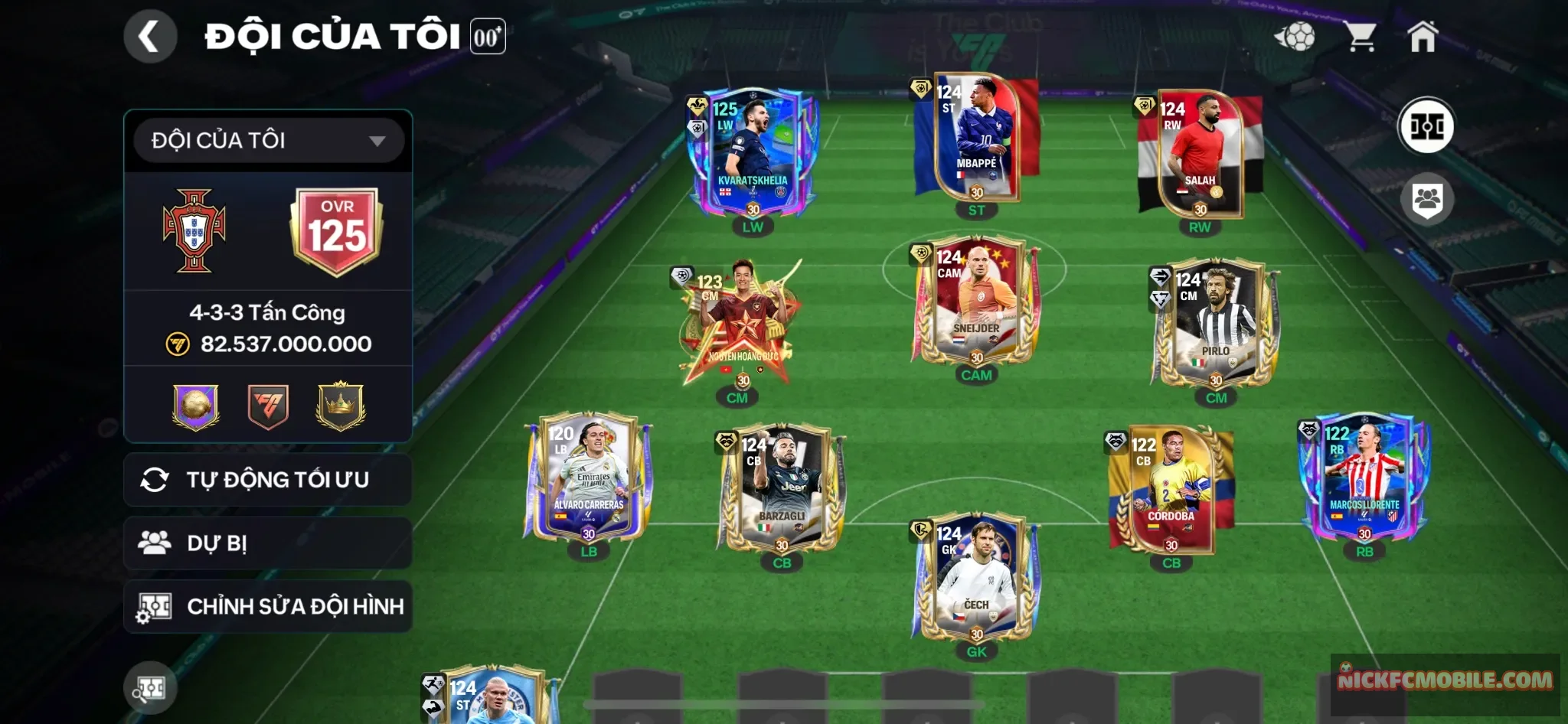 Ovr125 - Kravat UCL 125 + khung siêu đẹp - full cầu thủ trainning lv30
