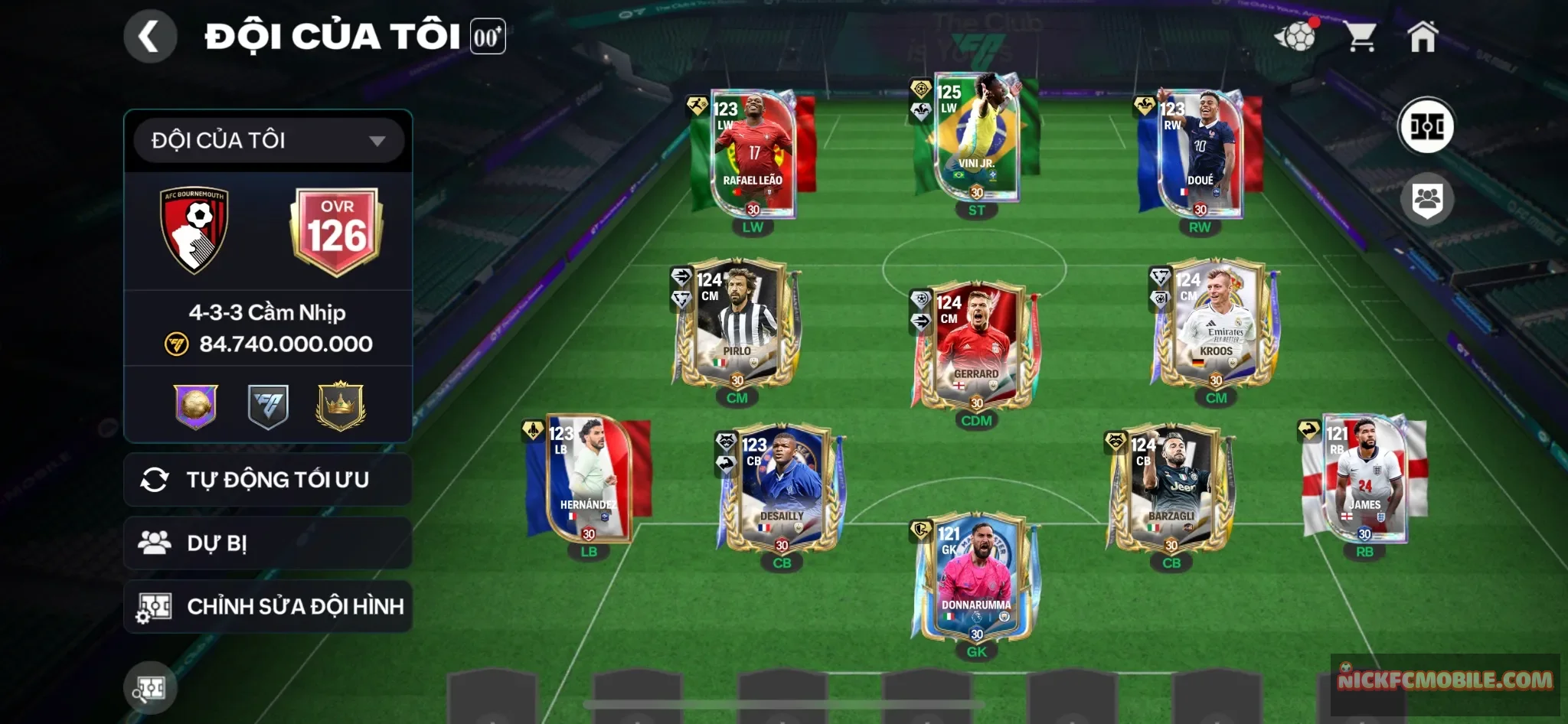 Ovr126 - Vini Jr 125 + full cầu thủ 119 - full cầu thủ trainning lv30