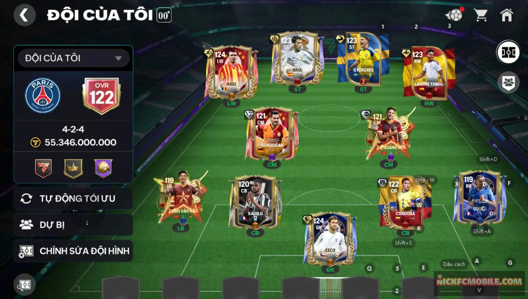 Acc ovr 122 5 cầu thủ 119 hot (yamal, hagi, cech, raul,...), dư 3200 mảnh trao đổi,...