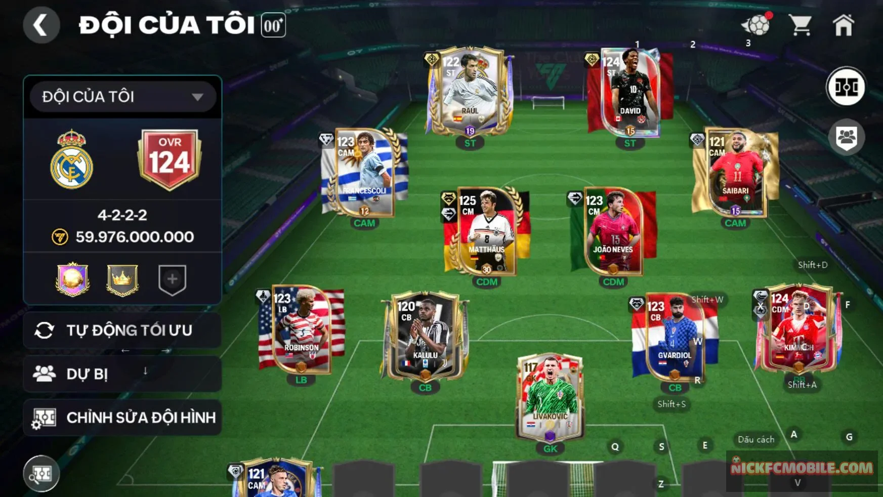 Acc ovr 124 mathus 120 kèm nhiều cầu thủ 119,...