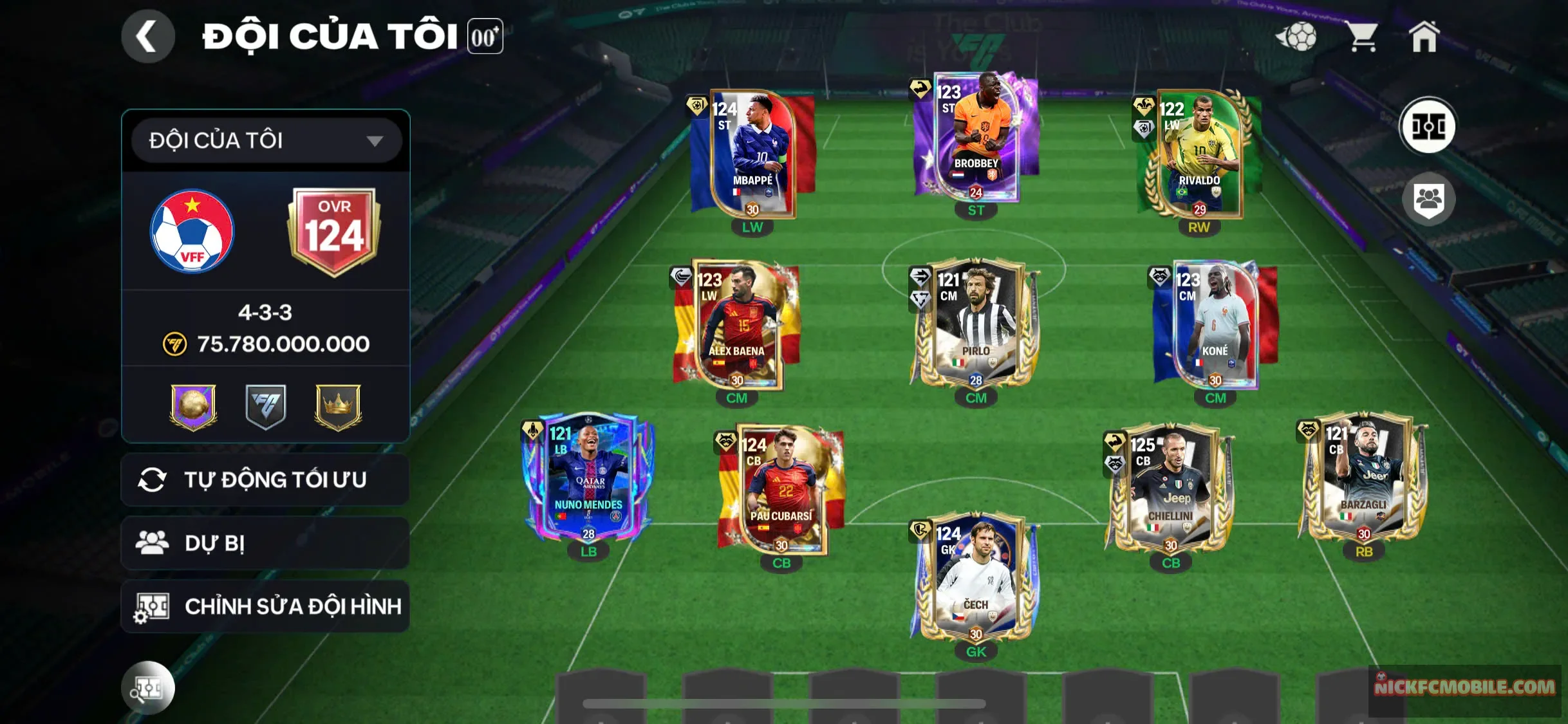 Acc 2 cầu thủ 120 Rivaldo + Chilini kèm 8 cầu thủ 119, dư 23k gems...