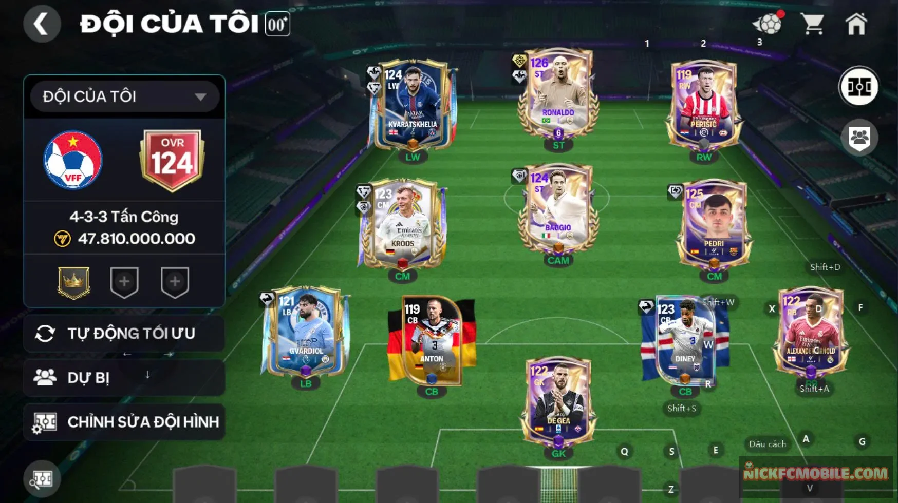 Acc ovr 124 Ronaldo 123 kèm nhiều cầu thủ hot (kavas, kross,...)