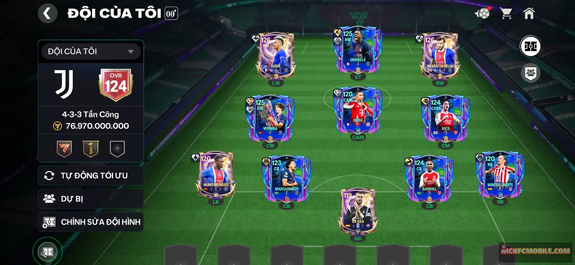 Ovr 124 đội hình quá ngon cho ae cày chay cày thêm hhth nâng cấp thì còn tăng ovr nữa tài nguyên như ảnh