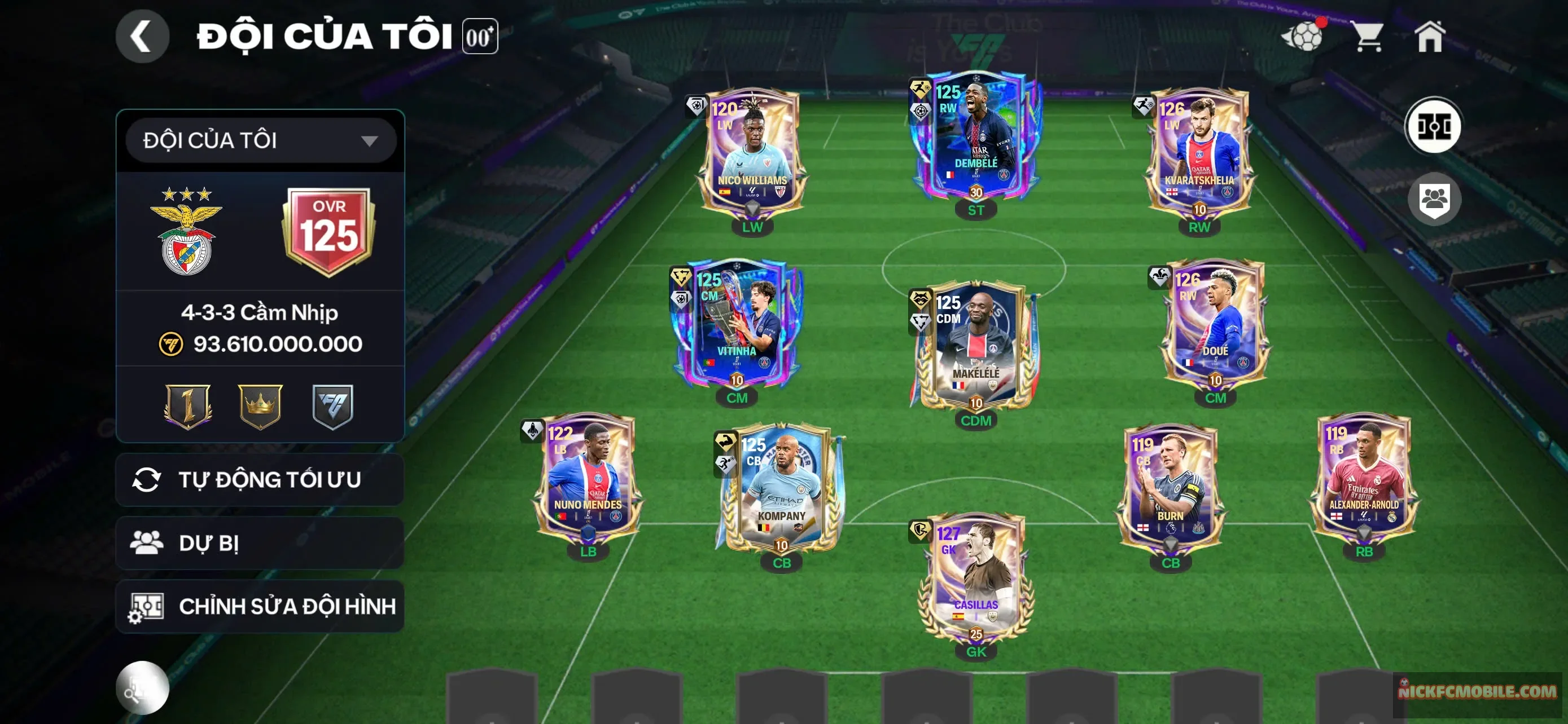 Ovr 125 Casilas 127 +Dembele+Vitinha+Kvarat tài nguyên như hình