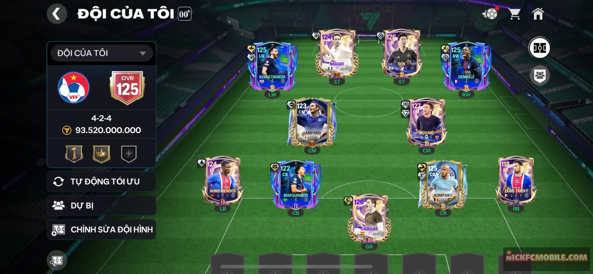 Dem UCL, Kravat UCL, Moric 122, casilass 122, kompany 120,Son 121 + 4k mảnh + 20k gem +còn nv 20k gem