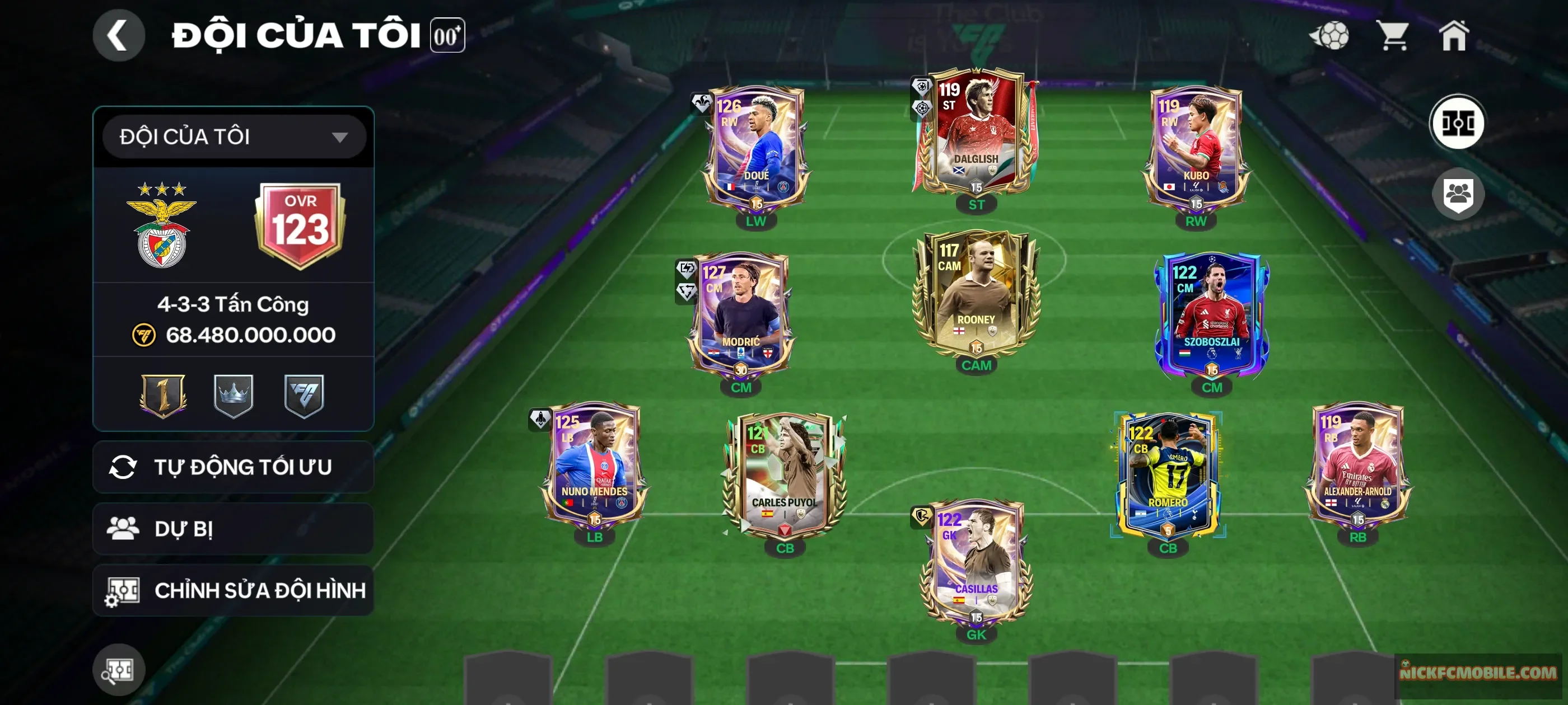 MS1012: Modric + casilas + doúe + 57k Mãnh( đủ đổi rô béo) + 10k hhth