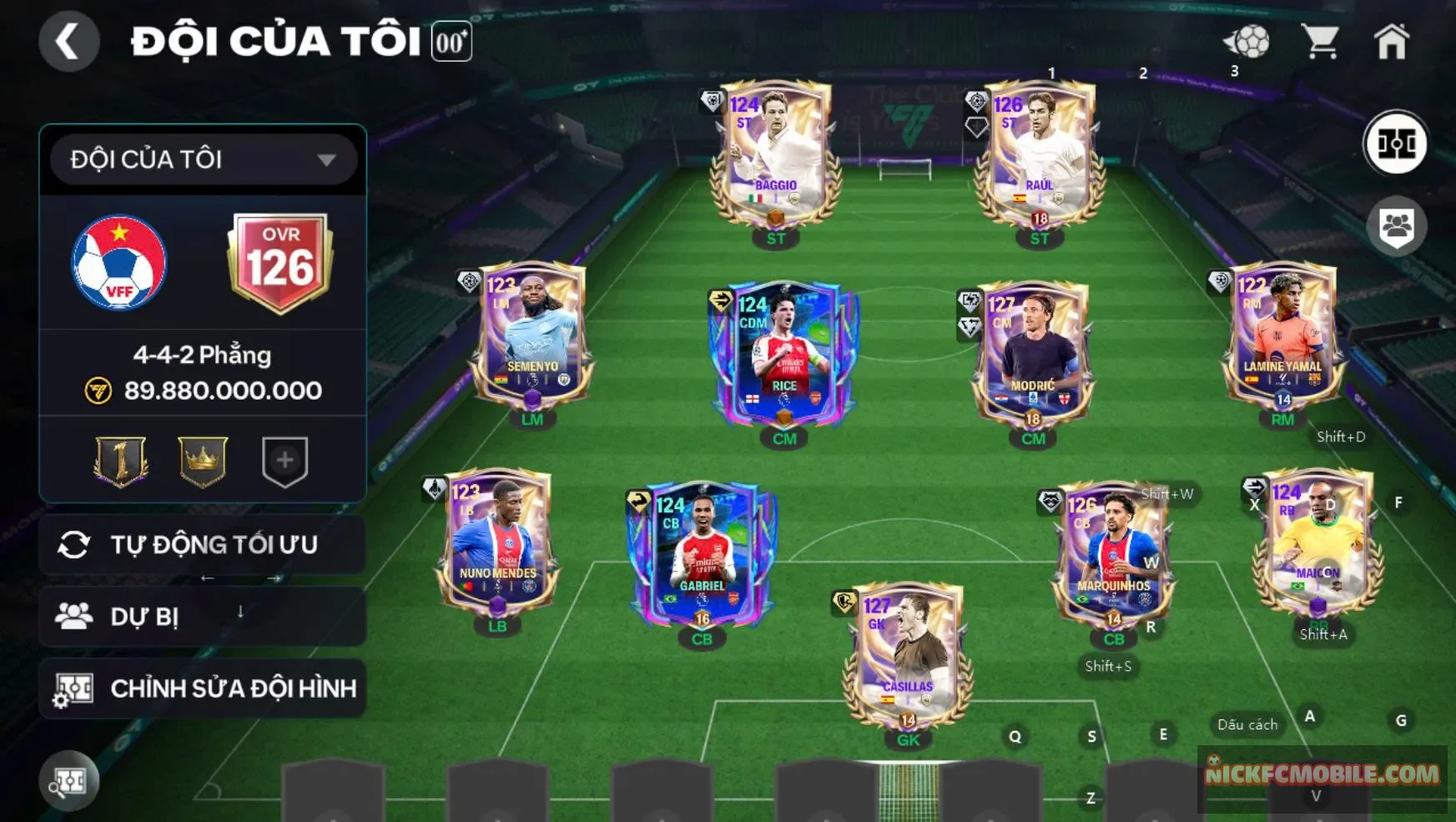 Acc ovr 126 Modric + Casillas kèm nhiều cthu ngon dư 2000 hhth,...