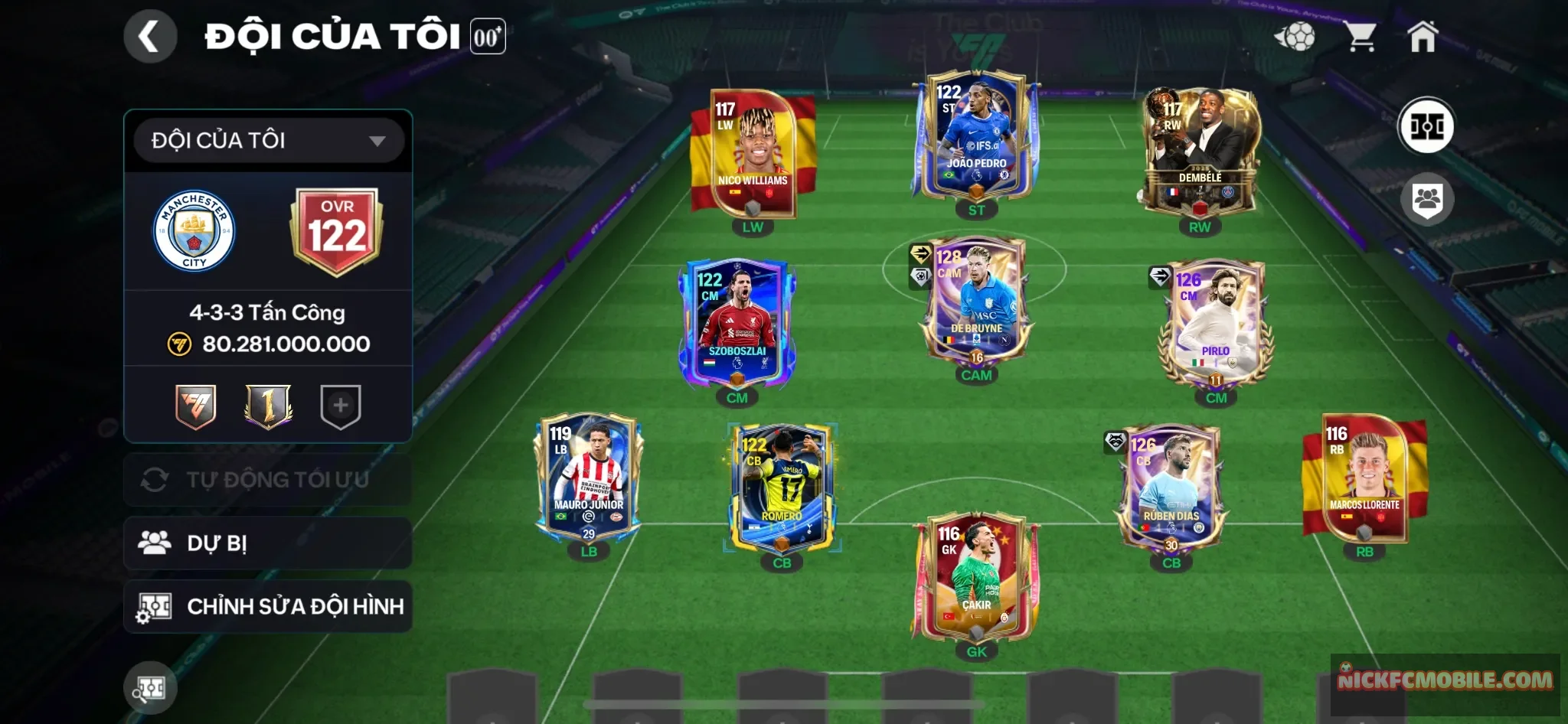 Reg Kevin 128 kẹp 2 cầu thủ 126 + dư 10k hhth