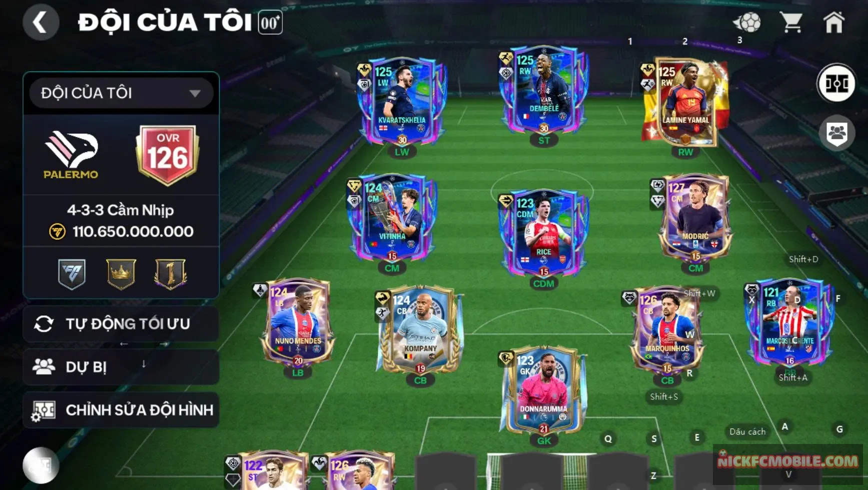 Acc ovr 126 Modric 122 kèm 5 cthu 120 hot ( karvas, dembele, yamal, vitinha,....),...