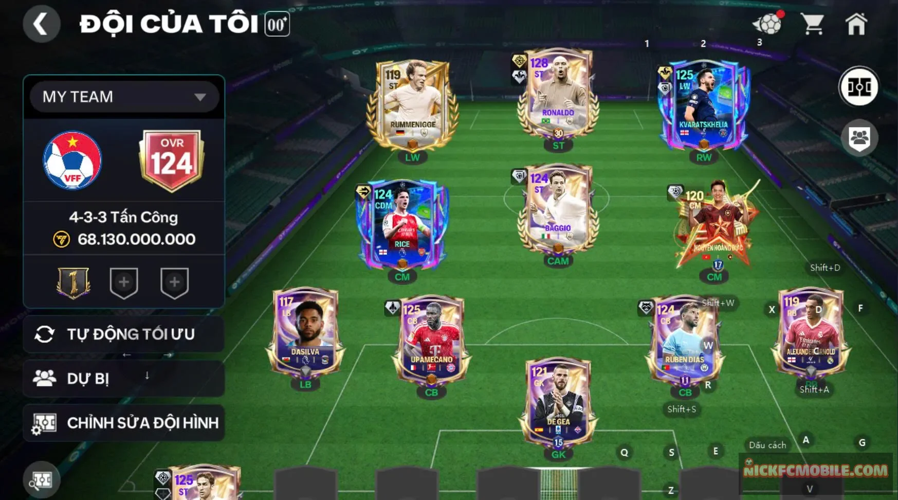 Acc  ovr 124 Ronaldo béo + Raul, karavaskelia, dư 3300 hhth,...
