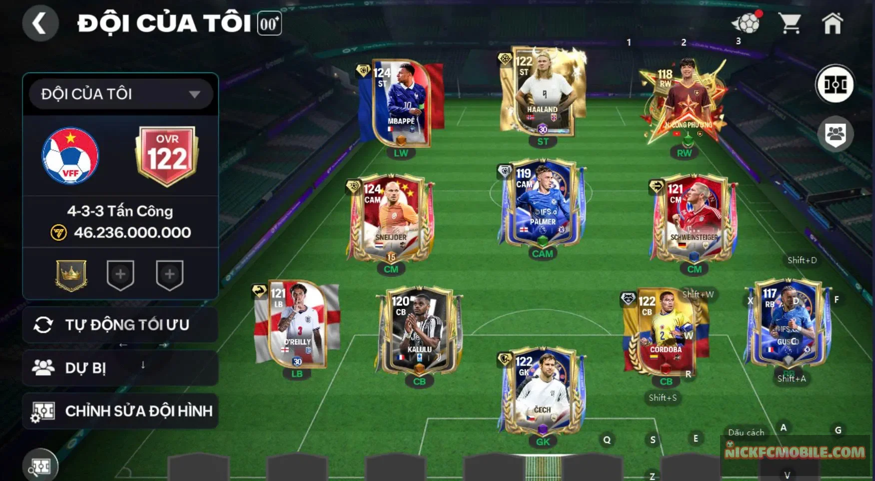 Acc ovr 122 6 cầu thủ 119 hot ( m3p, halan, cech, snider,...),...