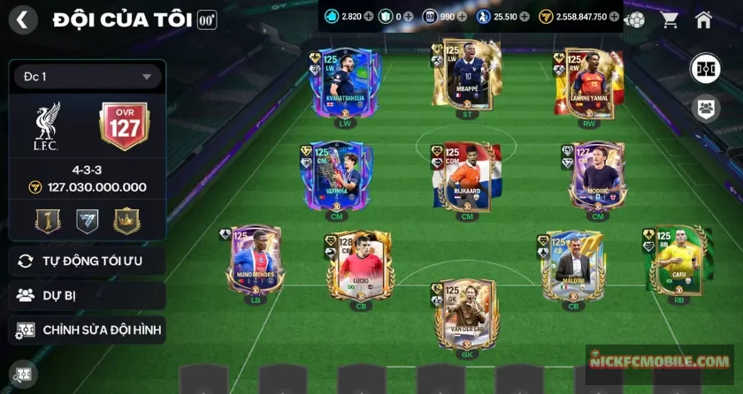 Ovr 127, Lucio 128, 10 cầu thủ trên 125