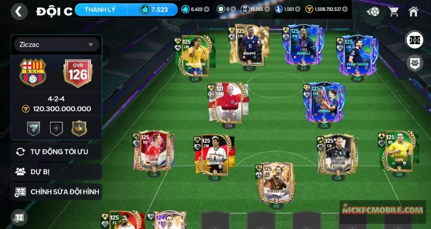 Ovr 126, 13K mảnh, 12 cầu thủ 120