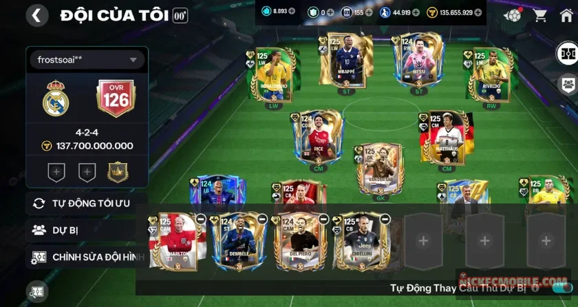 Ovr 126, 1o cầu thủ 120, 8K8 mảnh, 44K hhth
