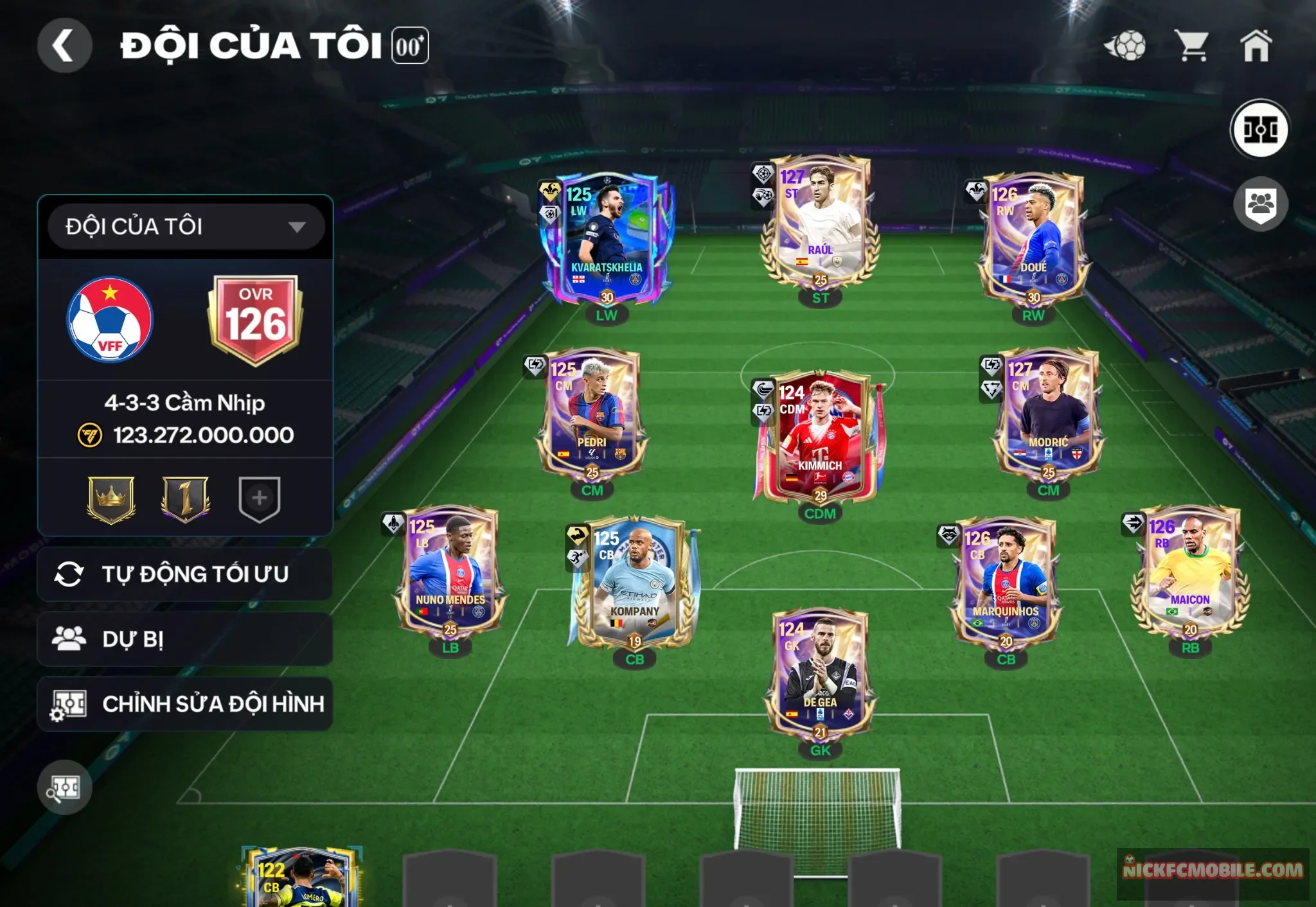 OVR 126 - Kva - Raul - doue , đủ cầu thủ cho ae đâ. Rank cao