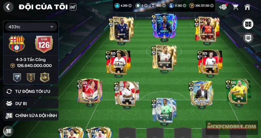 Ovr 126, 11 cầu thủ 125, 4K mảnh, 17K hhth