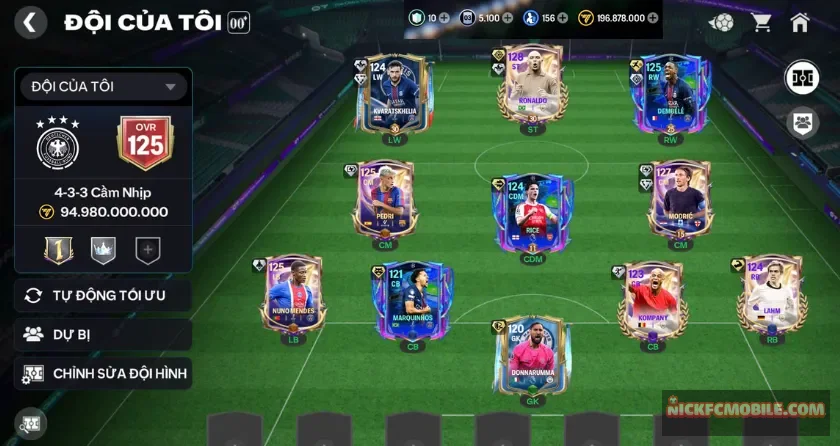 Ovr 125, Rô béo, dàn 122 chất