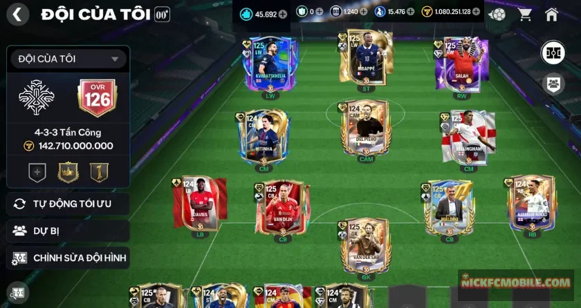 Ovr 126, 45K mảnh, 8 cầu thủ 125