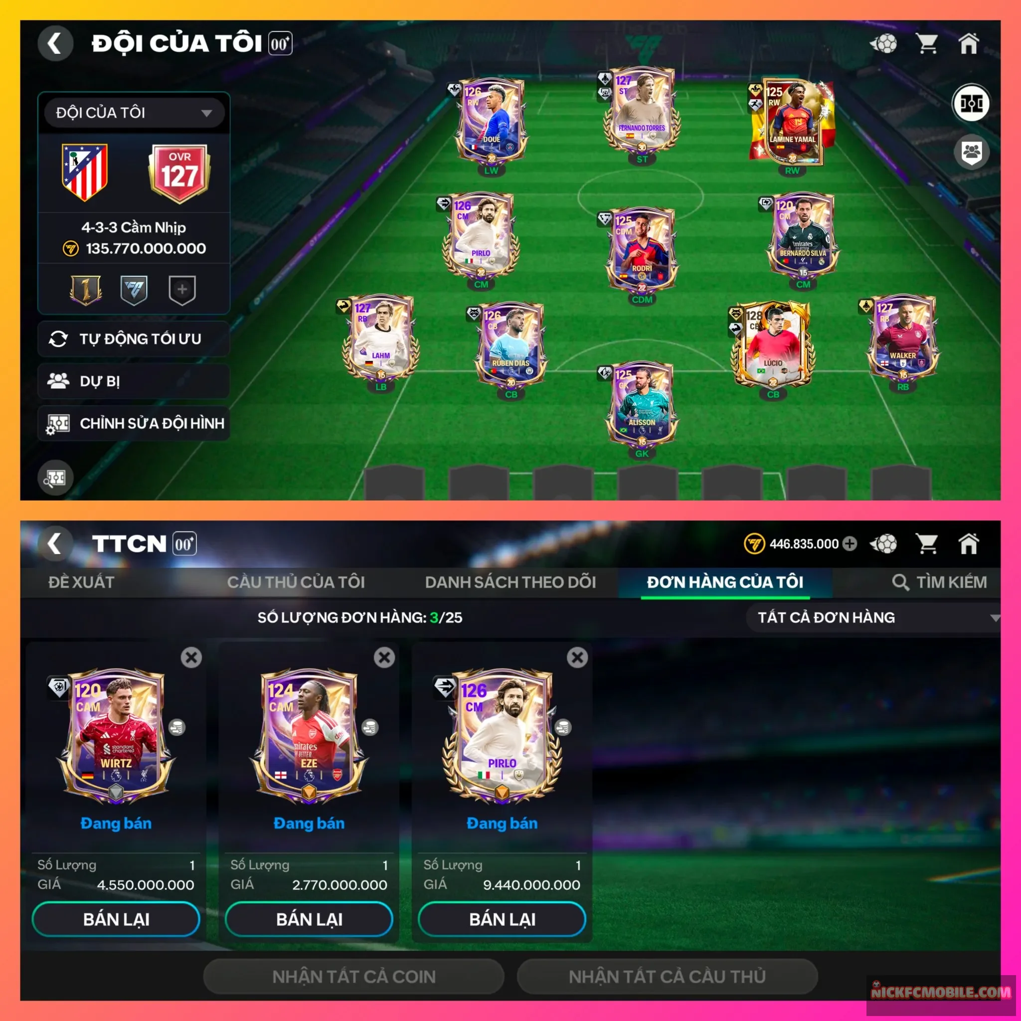 Ms1016. Ovr127. Lucio123 và đồng bọn (bán đc 16b). Dư 13k mãnh HĐ
