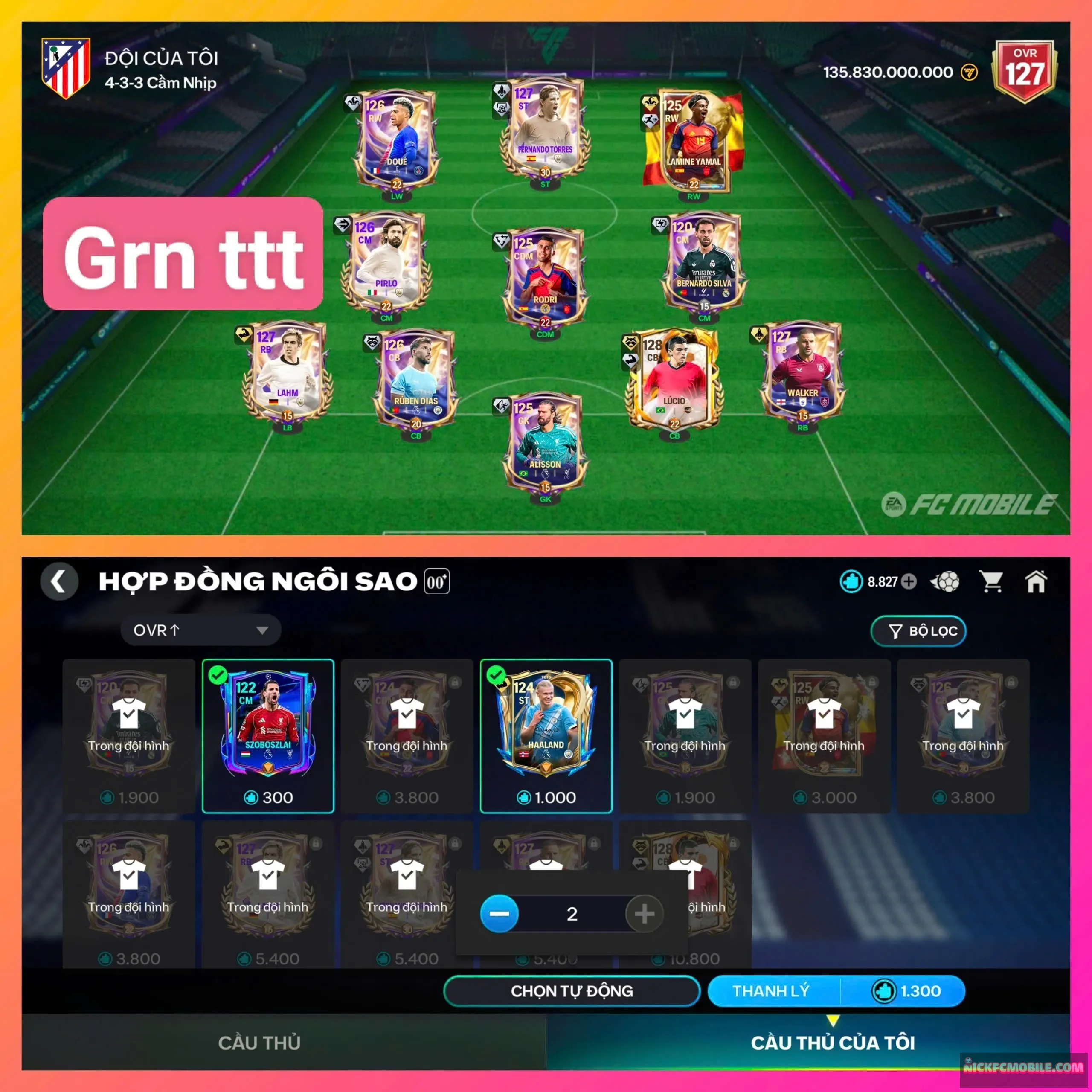 Ms1016. Ovr127. Lucio123 và đồng bọn (bán đc 16b). Dư 13k mãnh HĐ
