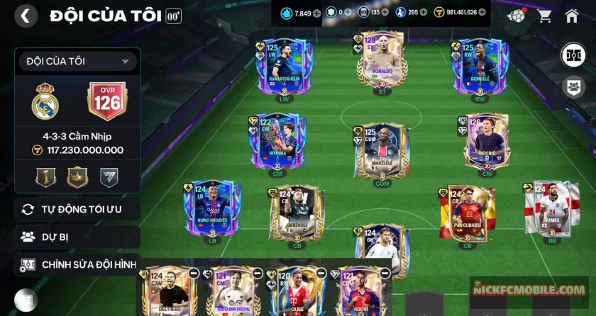 Ovr 126, Rô béo, 7K mảnh