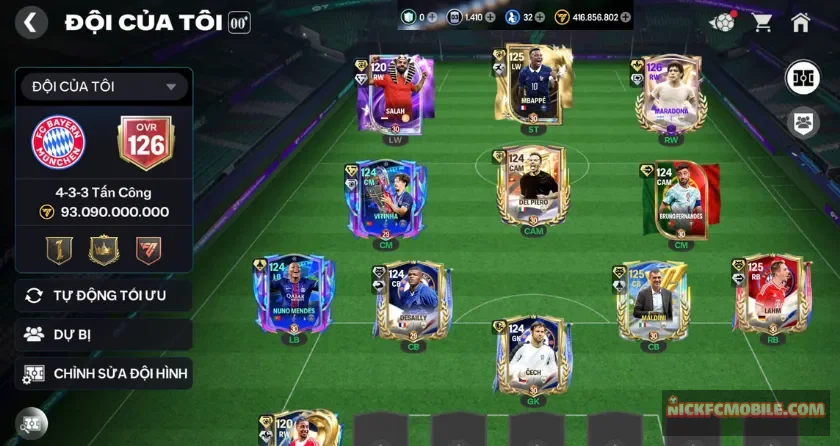 Ovr 126, Maradona 123, 6 cầu thủ 125