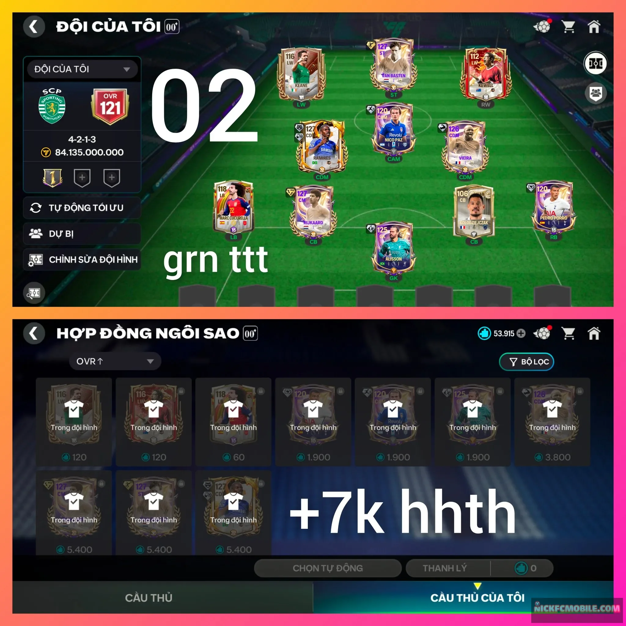 Ms02. Dư 54k Mãnh HĐ + 7k hhth. 127x3. 126x1