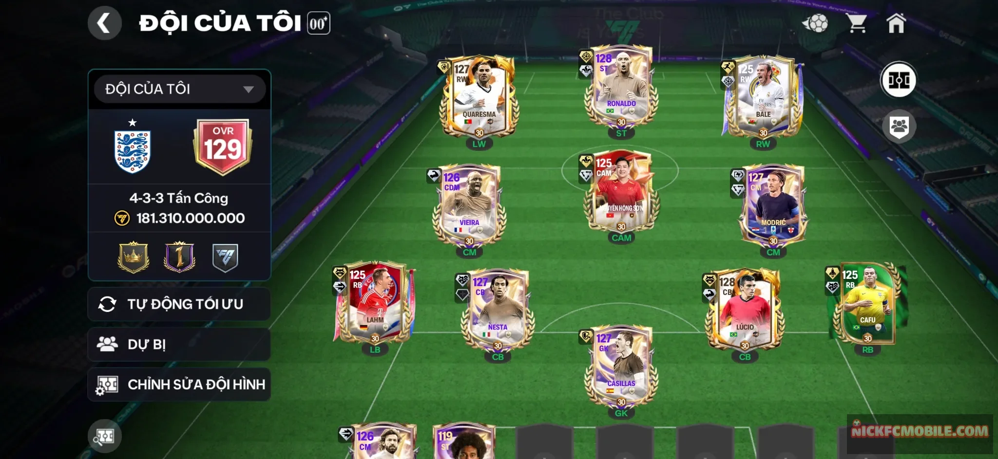 OVR 129 - Full cầu thủ Vip + dư 6k hh