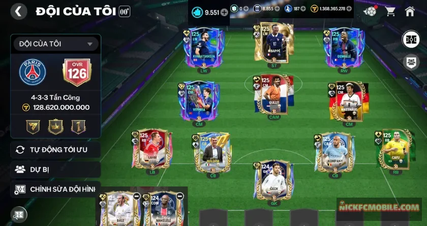 Ovr 126, 12 cầu thủ 125, 9K mảnh