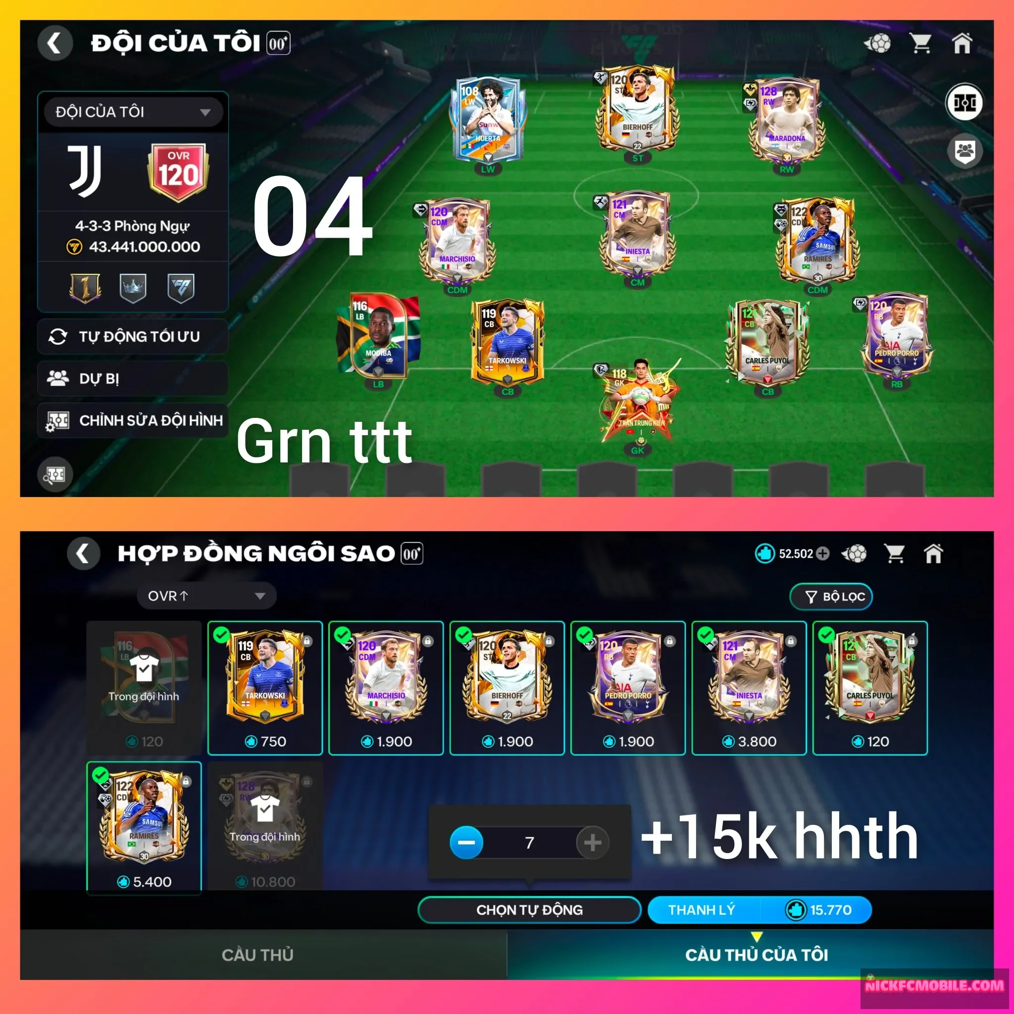 Ms04.Maradona128+ 15k hhth
Dư 67k mãnh dư lấy vini hoặc zidan.
