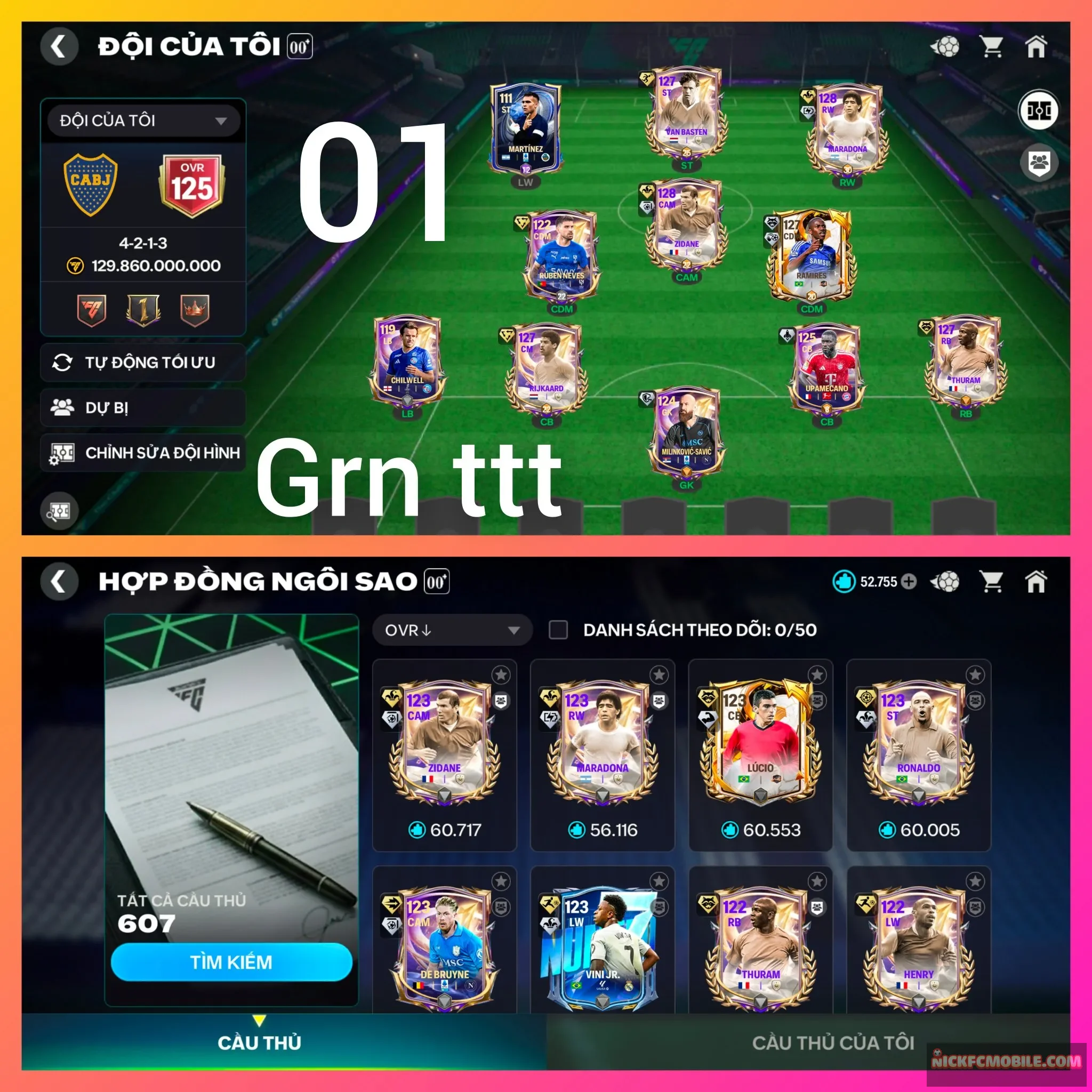 Ms01. Siêu phẩm. Zidan128+ maradona128+ đh khủng+ 53k Mãnh HĐ( sắp đủ đổi thêm vini)