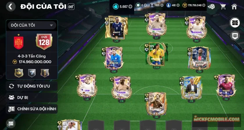 Ovr 128, 3 cầu thủ 123
