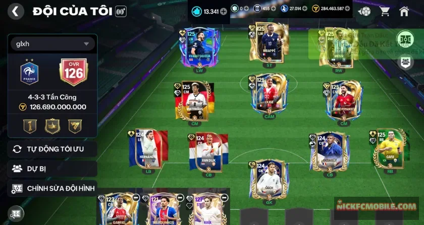 Ovr 126, 7 cầu thủ 120, 13K mảnh